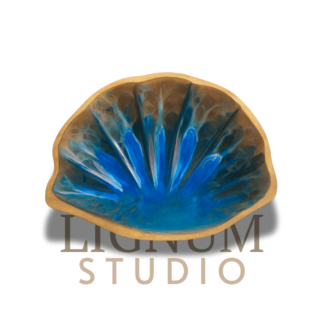 Mangkuk Kayu Resin Art Biru (Handcrafted)